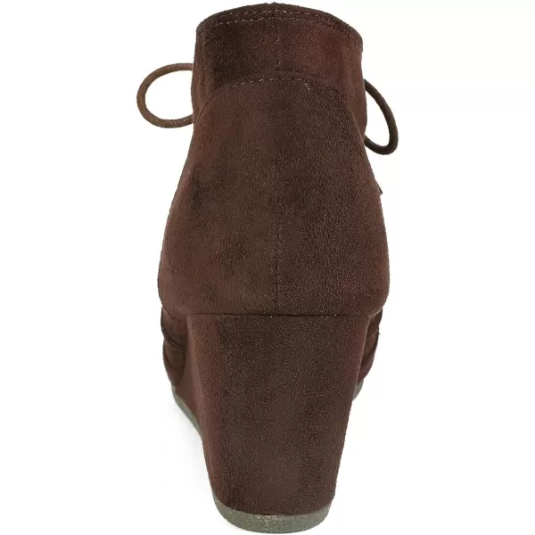imageDREAM PAIRS Womens Casual Fashion Lace Up Low Wedge Heel Booties ShoeTomsonbrown
