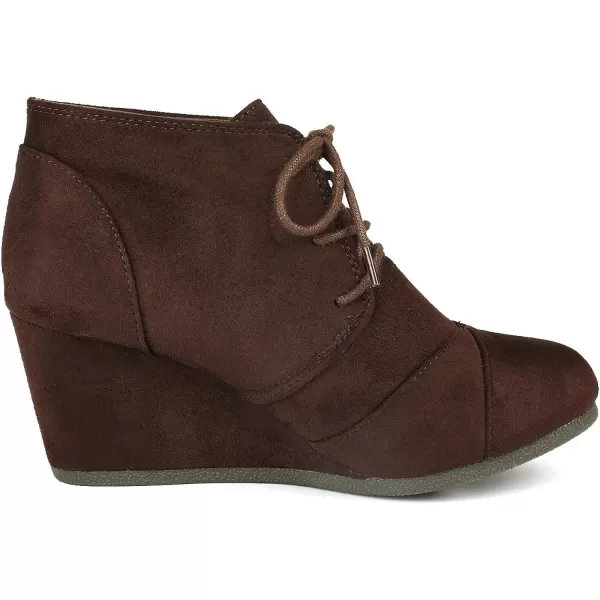 imageDREAM PAIRS Womens Casual Fashion Lace Up Low Wedge Heel Booties ShoeTomsonbrown
