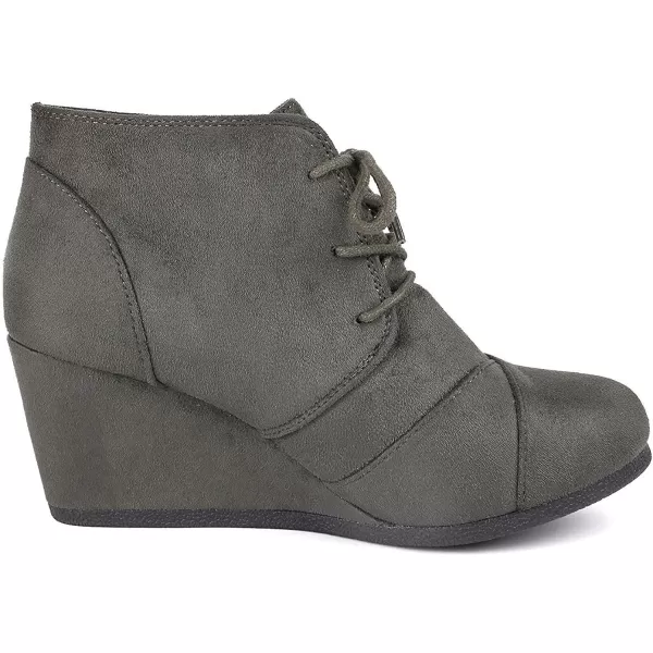 imageDREAM PAIRS Womens Casual Fashion Lace Up Low Wedge Heel Booties ShoeTomsongrey