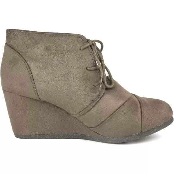 imageDREAM PAIRS Womens Casual Fashion Lace Up Low Wedge Heel Booties ShoeTomsonkhaki