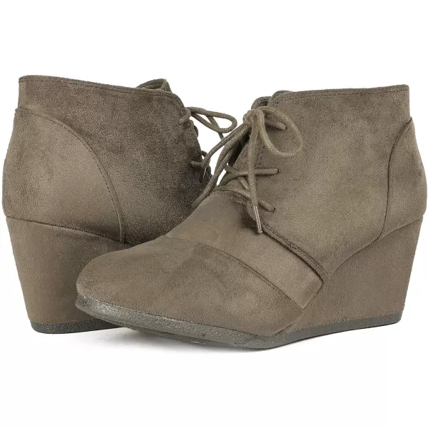 imageDREAM PAIRS Womens Casual Fashion Lace Up Low Wedge Heel Booties ShoeTomsonkhaki