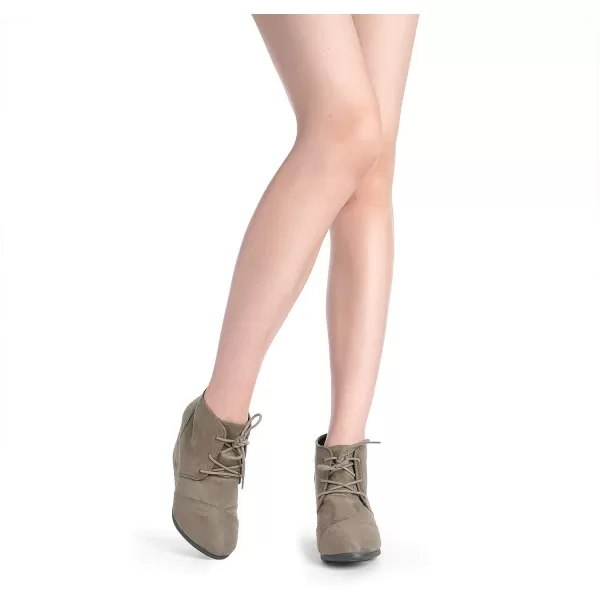 imageDREAM PAIRS Womens Casual Fashion Lace Up Low Wedge Heel Booties ShoeTomsonkhaki