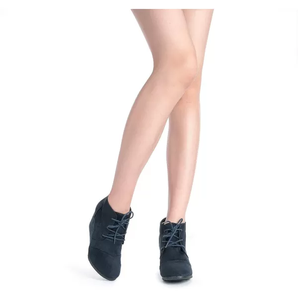 imageDREAM PAIRS Womens Casual Fashion Lace Up Low Wedge Heel Booties ShoeTomsonnavy