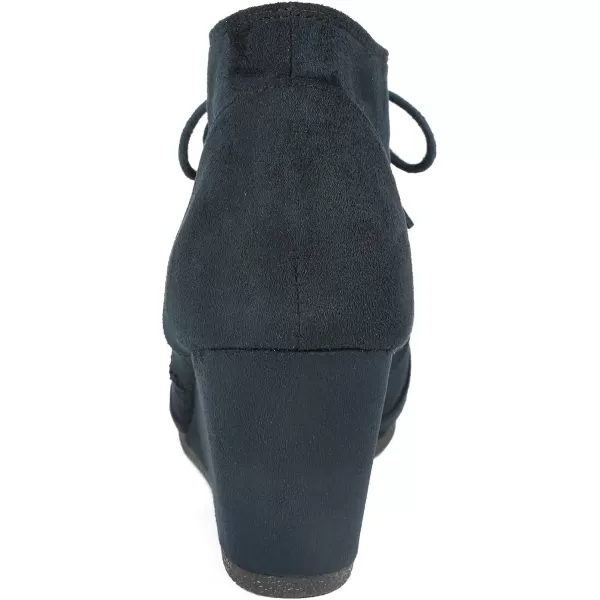 imageDREAM PAIRS Womens Casual Fashion Lace Up Low Wedge Heel Booties ShoeTomsonnavy
