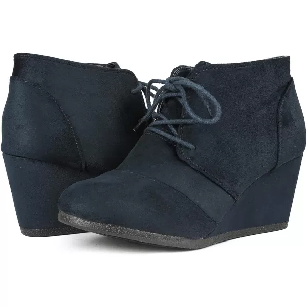 imageDREAM PAIRS Womens Casual Fashion Lace Up Low Wedge Heel Booties ShoeTomsonnavy
