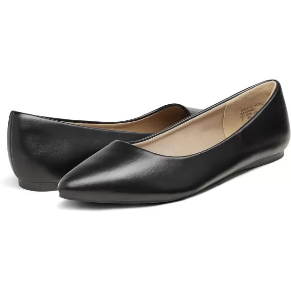 imageDREAM PAIRS Womens Casual Pointed Toe Ballet Comfort Soft Slip On Flats ShoesBlackPu