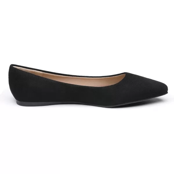imageDREAM PAIRS Womens Casual Pointed Toe Ballet Comfort Soft Slip On Flats ShoesBlackSuede