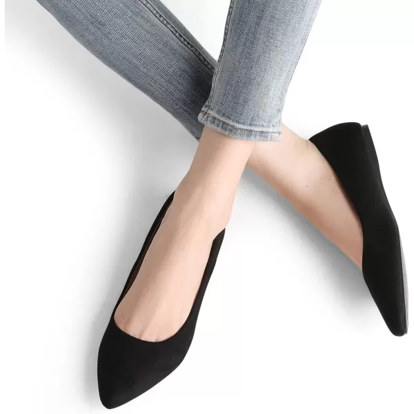 imageDREAM PAIRS Womens Casual Pointed Toe Ballet Comfort Soft Slip On Flats ShoesBlackSuede