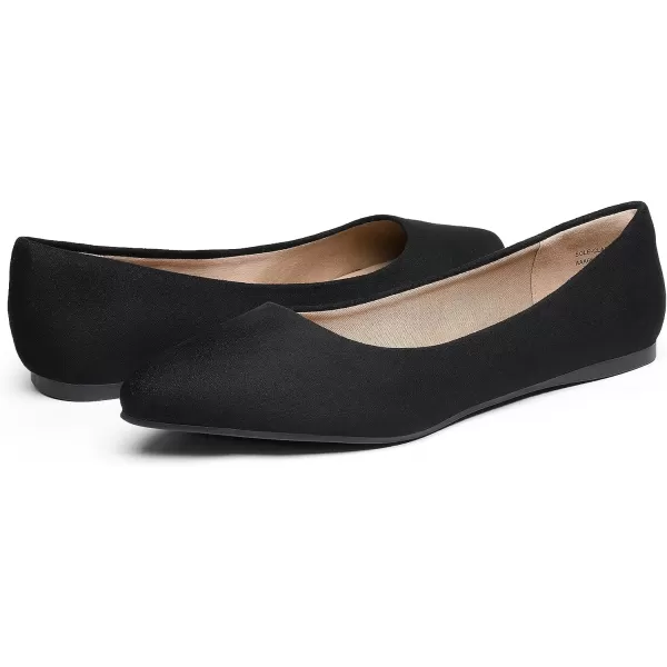 imageDREAM PAIRS Womens Casual Pointed Toe Ballet Comfort Soft Slip On Flats ShoesBlackSuede