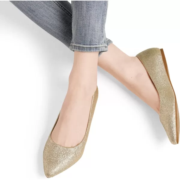 imageDREAM PAIRS Womens Casual Pointed Toe Ballet Comfort Soft Slip On Flats ShoesGoldGlitter