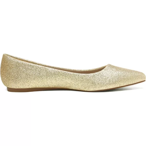 imageDREAM PAIRS Womens Casual Pointed Toe Ballet Comfort Soft Slip On Flats ShoesGoldGlitter
