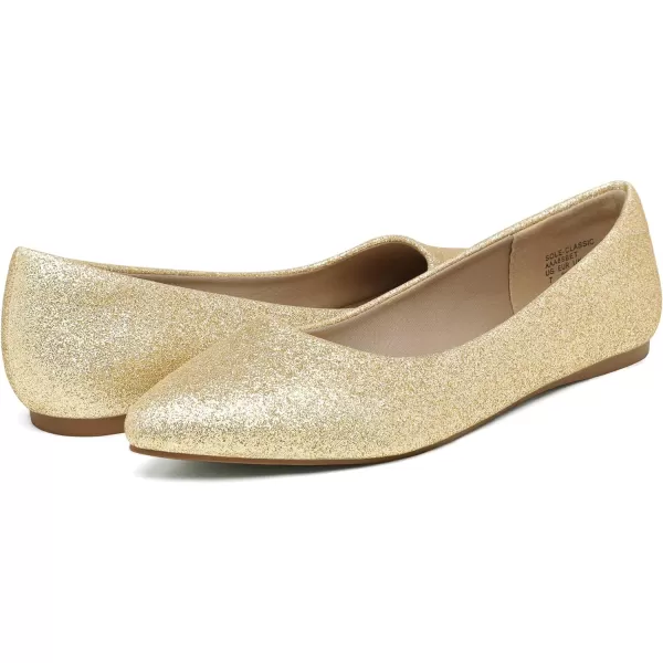 imageDREAM PAIRS Womens Casual Pointed Toe Ballet Comfort Soft Slip On Flats ShoesGoldGlitter