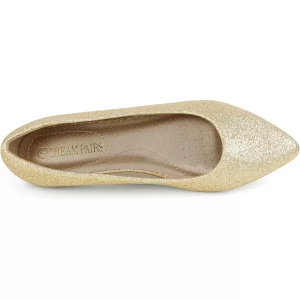 imageDREAM PAIRS Womens Casual Pointed Toe Ballet Comfort Soft Slip On Flats ShoesGoldGlitter