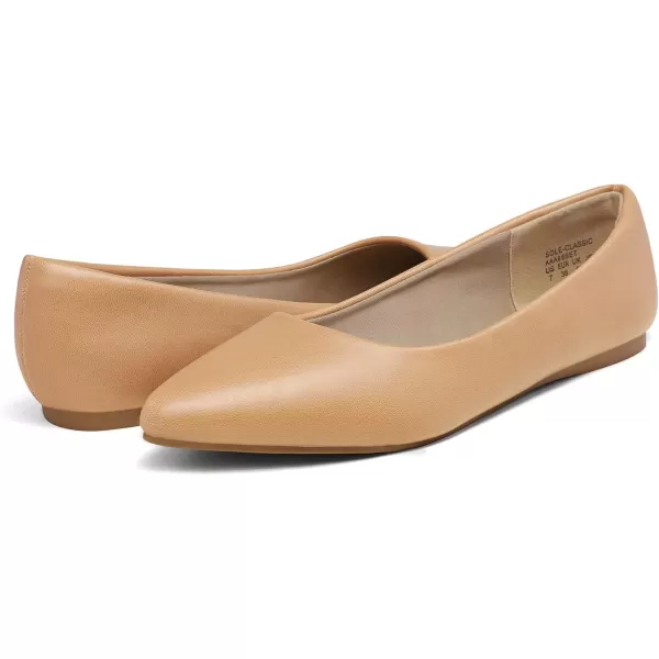 imageDREAM PAIRS Womens Casual Pointed Toe Ballet Comfort Soft Slip On Flats ShoesNude Pu