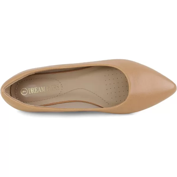 imageDREAM PAIRS Womens Casual Pointed Toe Ballet Comfort Soft Slip On Flats ShoesNude Pu