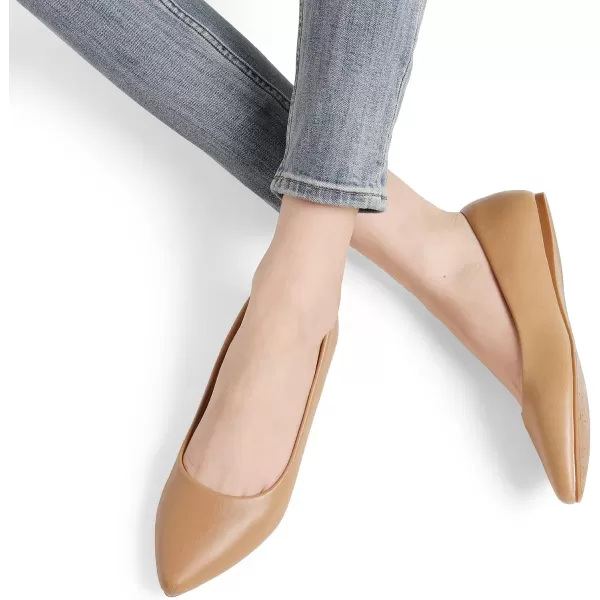 imageDREAM PAIRS Womens Casual Pointed Toe Ballet Comfort Soft Slip On Flats ShoesNude Pu