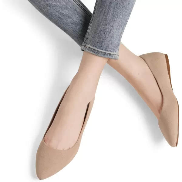 imageDREAM PAIRS Womens Casual Pointed Toe Ballet Comfort Soft Slip On Flats ShoesNudeSuede