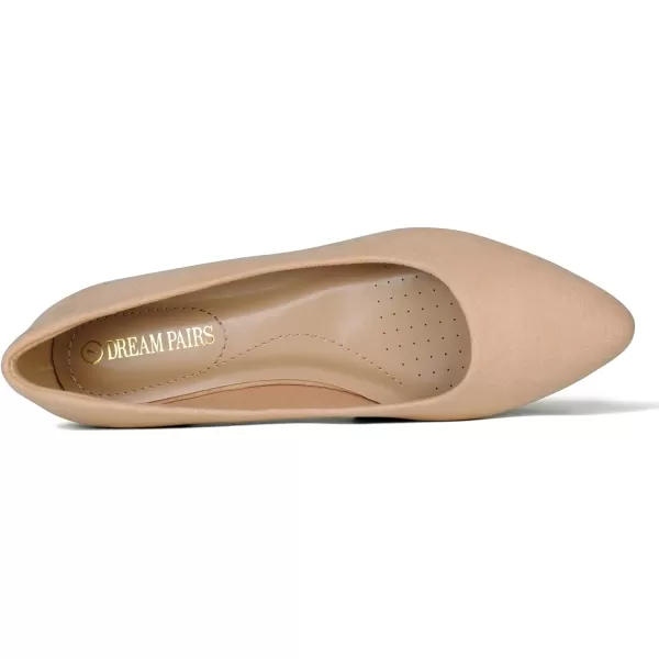 imageDREAM PAIRS Womens Casual Pointed Toe Ballet Comfort Soft Slip On Flats ShoesNudeSuede