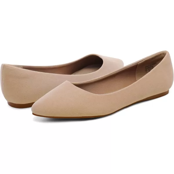 imageDREAM PAIRS Womens Casual Pointed Toe Ballet Comfort Soft Slip On Flats ShoesNudeSuede