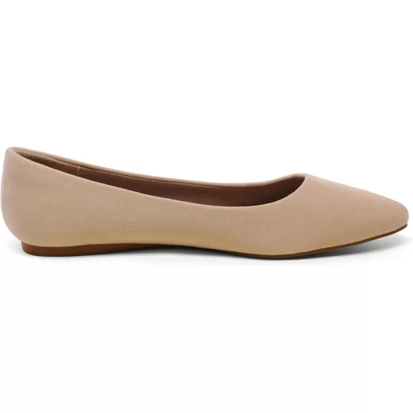 imageDREAM PAIRS Womens Casual Pointed Toe Ballet Comfort Soft Slip On Flats ShoesNudeSuede