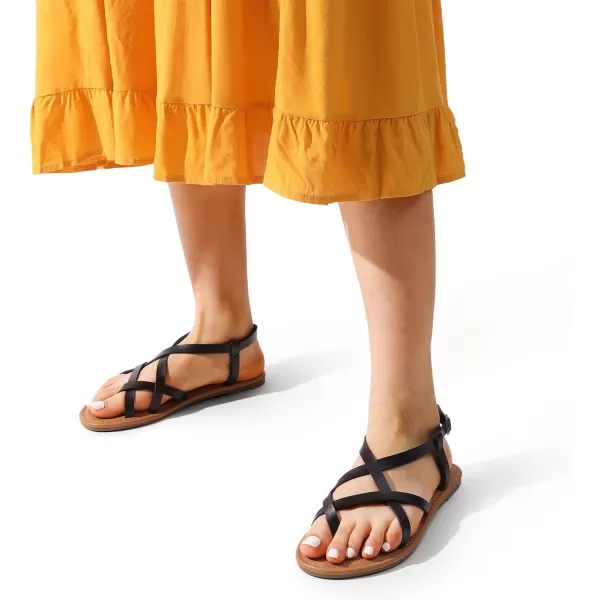 imageDREAM PAIRS Womens Casual Strappy Sandal Comfortable Strap Summer Thong SandalsBlack