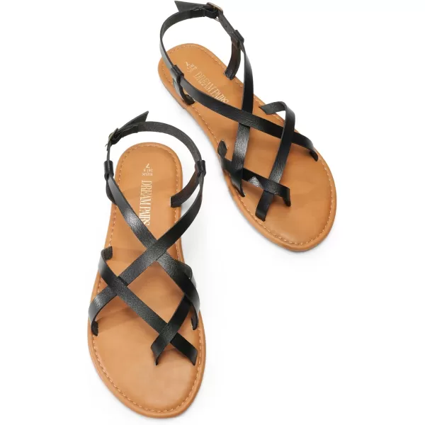 imageDREAM PAIRS Womens Casual Strappy Sandal Comfortable Strap Summer Thong SandalsBlack