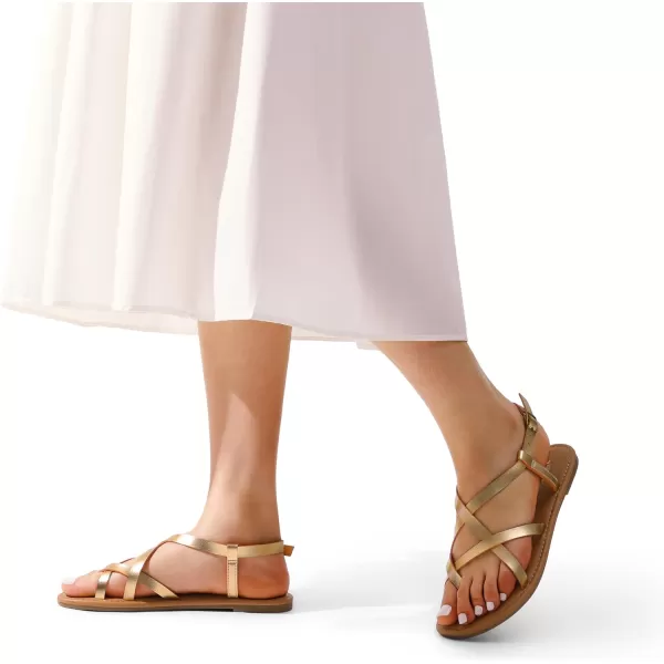 imageDREAM PAIRS Womens Casual Strappy Sandal Comfortable Strap Summer Thong SandalsGold
