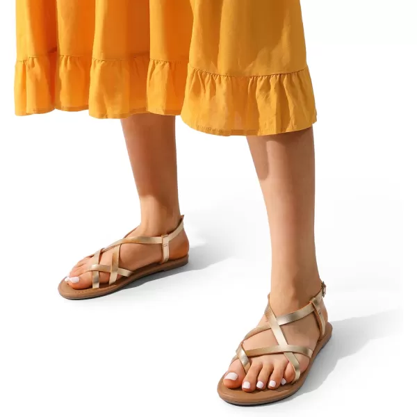 imageDREAM PAIRS Womens Casual Strappy Sandal Comfortable Strap Summer Thong SandalsGold