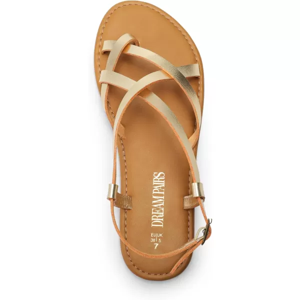imageDREAM PAIRS Womens Casual Strappy Sandal Comfortable Strap Summer Thong SandalsGold