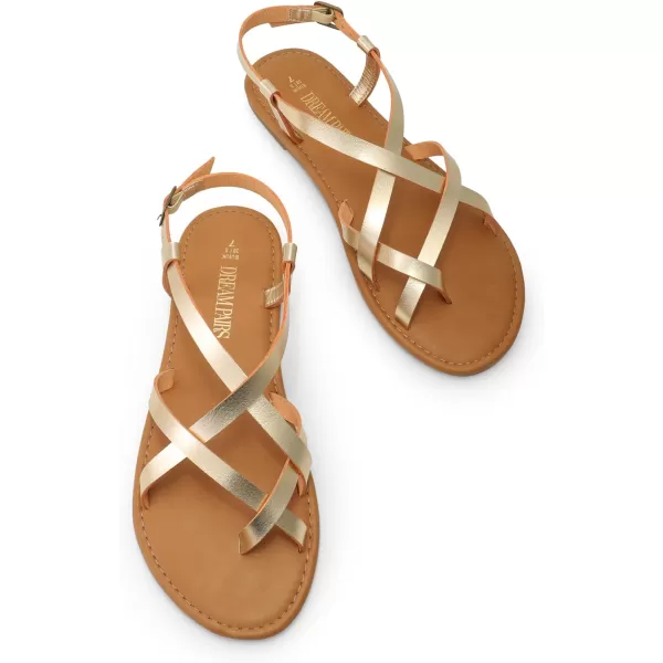 imageDREAM PAIRS Womens Casual Strappy Sandal Comfortable Strap Summer Thong SandalsGold