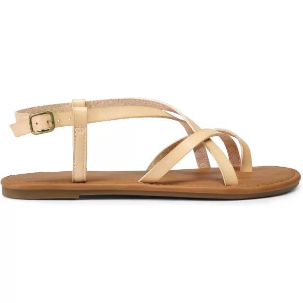 imageDREAM PAIRS Womens Casual Strappy Sandal Comfortable Strap Summer Thong SandalsNude