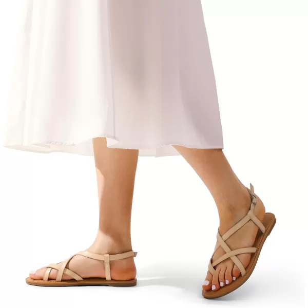 imageDREAM PAIRS Womens Casual Strappy Sandal Comfortable Strap Summer Thong SandalsNude