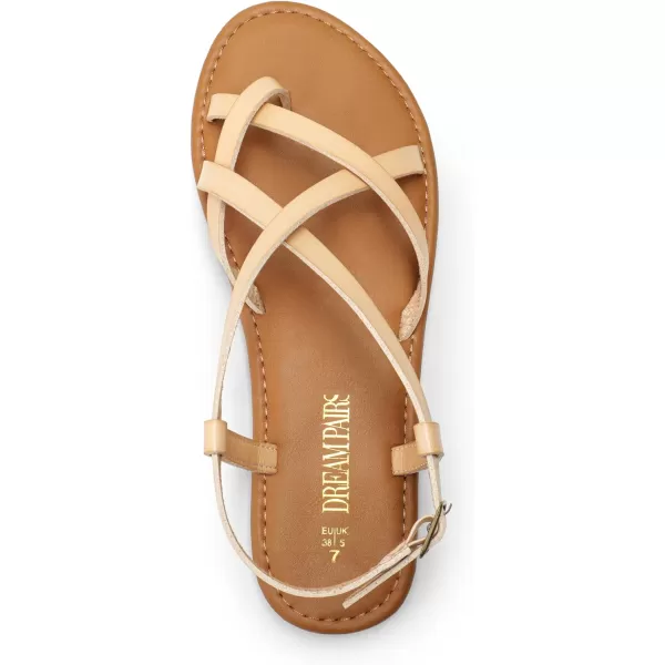 imageDREAM PAIRS Womens Casual Strappy Sandal Comfortable Strap Summer Thong SandalsNude
