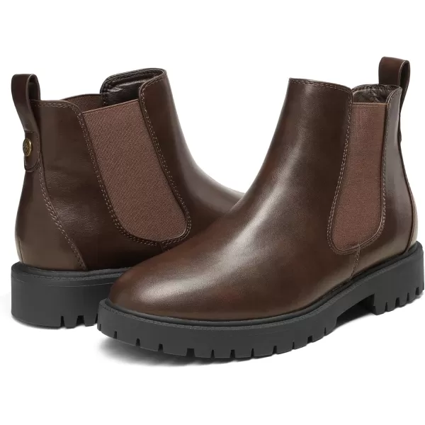 imageDREAM PAIRS Womens Chelsea Ankle Booties ShoesBrownPu