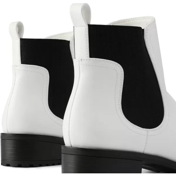imageDREAM PAIRS Womens Chelsea Platform Boots Pointed Toe Elastic Ankle Booties ShoesWhite