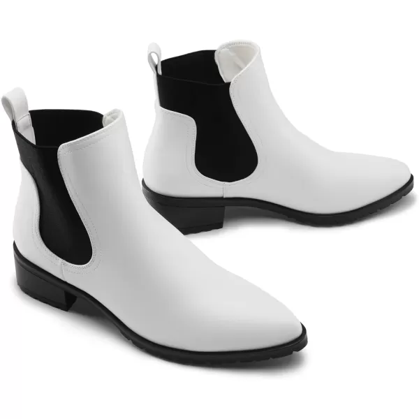 imageDREAM PAIRS Womens Chelsea Platform Boots Pointed Toe Elastic Ankle Booties ShoesWhite