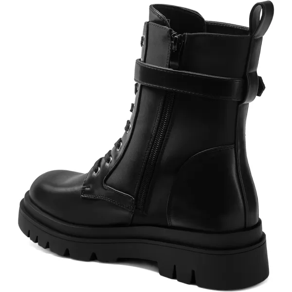 imageDREAM PAIRS Womens Chelsea Platform Combat Boots Lace Up Lug Sole Buckle Ankle Booties ShoesBlackpu