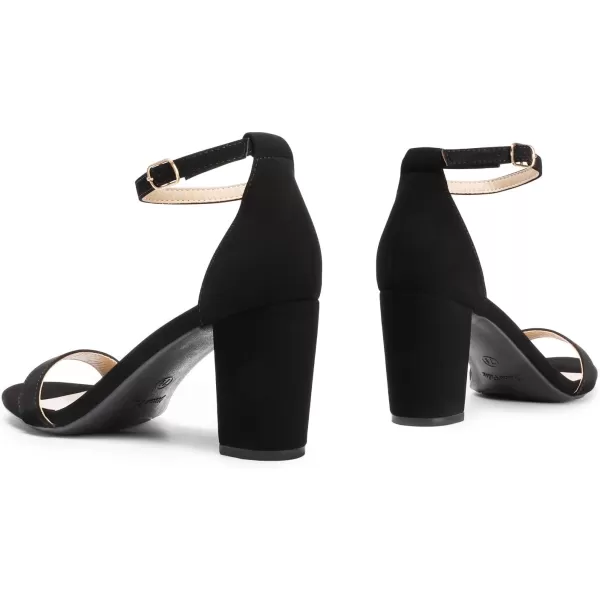 imageDREAM PAIRS Womens Chunk Low Heel Pump SandalsBlackNubuck