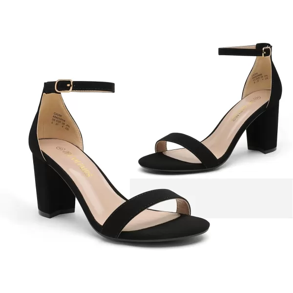 imageDREAM PAIRS Womens Chunk Low Heel Pump SandalsBlackNubuck
