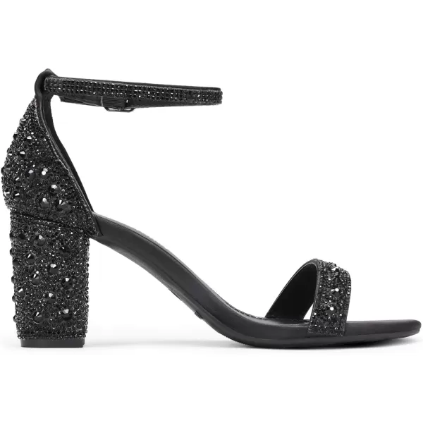 imageDREAM PAIRS Womens Chunk Low Heel Pump SandalsBlackRhinestone