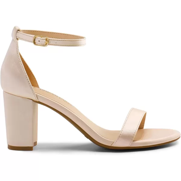 imageDREAM PAIRS Womens Chunk Low Heel Pump SandalsChampagnesatin