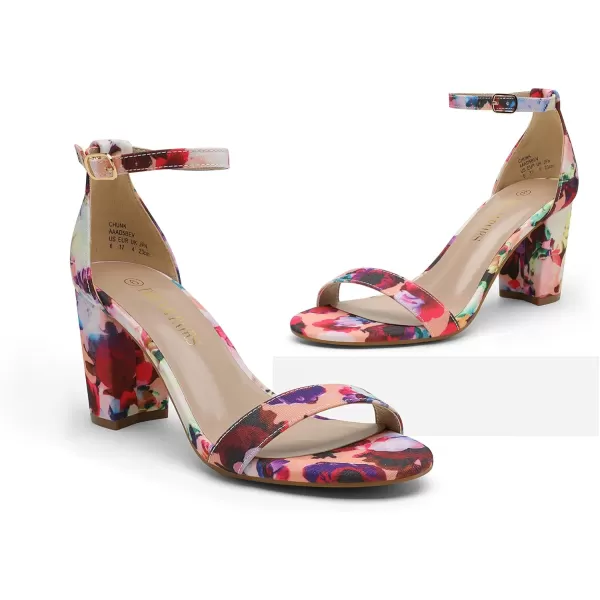 imageDREAM PAIRS Womens Chunk Low Heel Pump SandalsFloral