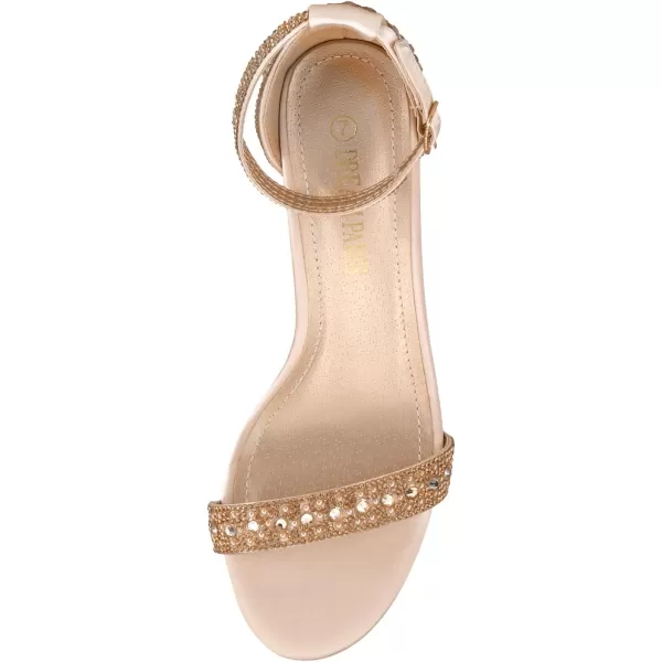 imageDREAM PAIRS Womens Chunk Low Heel Pump SandalsGoldRhinestone