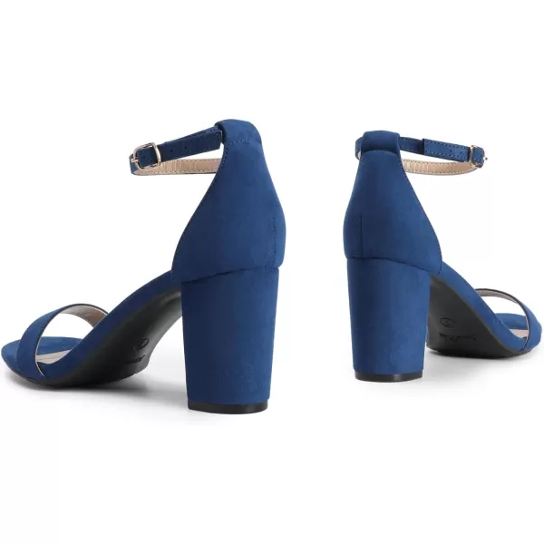 imageDREAM PAIRS Womens Chunk Low Heel Pump SandalsNavy Suede
