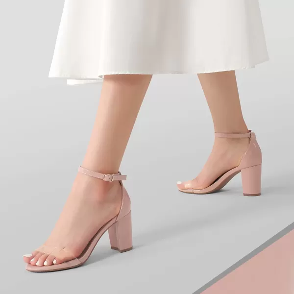 imageDREAM PAIRS Womens Chunk Low Heel Pump SandalsNude Clear