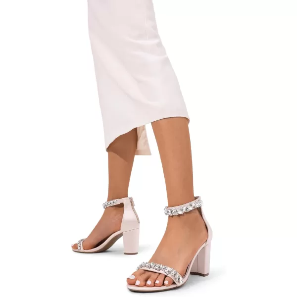 imageDREAM PAIRS Womens Chunk Low Heel Pump SandalsNude Pinksatinrhinestone