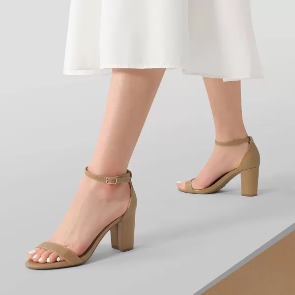imageDREAM PAIRS Womens Chunk Low Heel Pump SandalsNude Pu