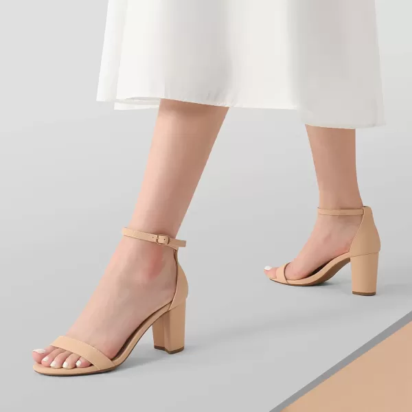 imageDREAM PAIRS Womens Chunk Low Heel Pump SandalsNudeNubuck