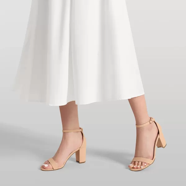 imageDREAM PAIRS Womens Chunk Low Heel Pump SandalsNudeNubuck