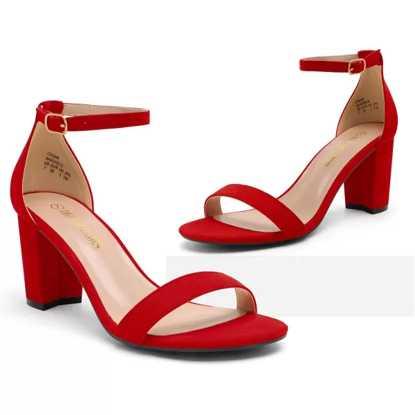 imageDREAM PAIRS Womens Chunk Low Heel Pump SandalsRed1